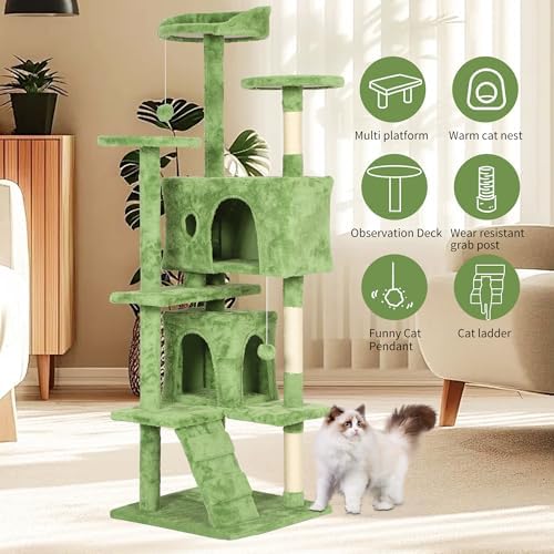 BestPet | 70" Cat Tree Tower | Green | Sturdy Multi-Level Cat Tree - Image 5