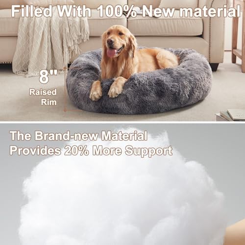 36 in Faux Fur Fluffy Donut Dog Bed - Image 3