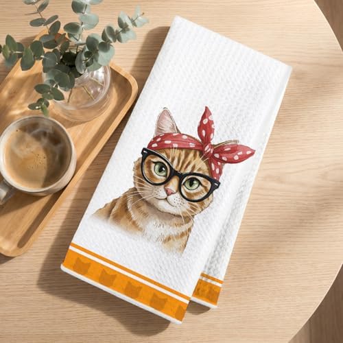 Hanamiya Na 4 Pcs Funny Cat Kitchen Hand Towels 24x14 Inch - Image 3