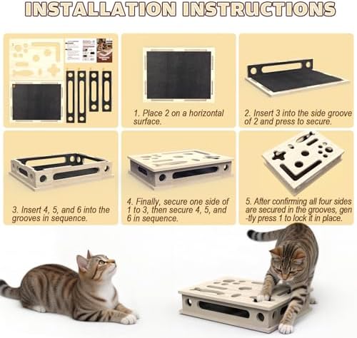 Cat Scratch Puzzle Enrichment Box, Large Solid Wood - Image 5