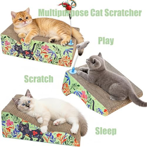 WUWEOT 2 in 1 Cat Scratching Board, Removable Cardboard Scratching Pad - Image 6