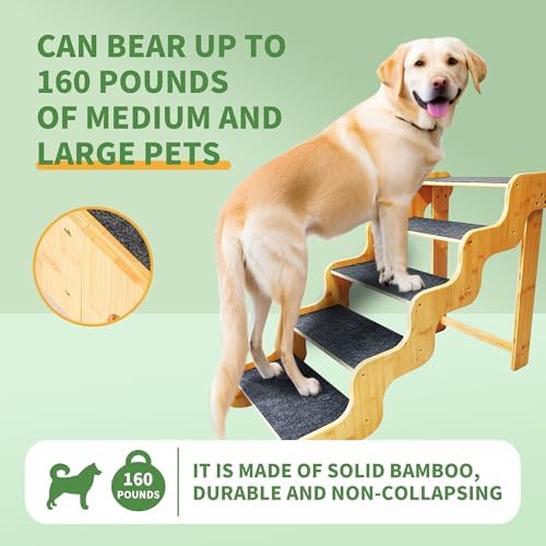 Dog Steps for Bed, 5-Step 24" High, Supports Up to 160 LB - Image 2