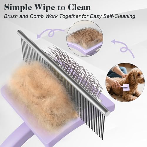 2PCS Slicker Brush for Dogs & Pet Comb, Professional Dog Grooming Brush - Image 5