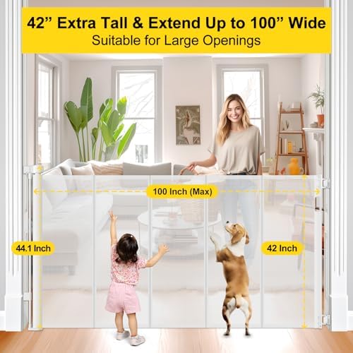 Reinforced 42" Tall x 100" Extra Wide Retractable Baby Gates - Image 4