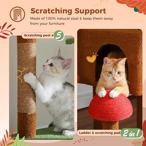 PEQULTI Floor to Ceiling Cat Tree Tower, Height Adjustable 230-252cm - Image 6