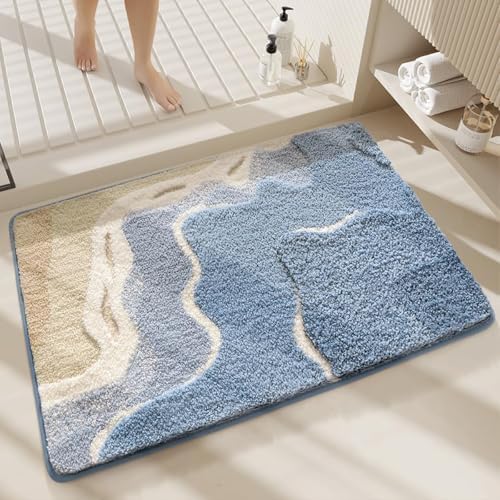 Cute Ocean Bathroom Rug Super Absorbent Bath Mat Machine Washable and Non Slip by Loismood