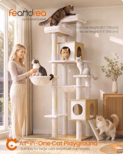 Feandrea Tall Cat Tree, 8-Tier Wood Tower - Image 2