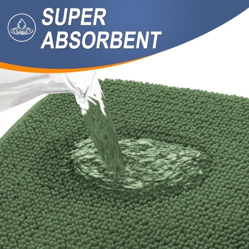 OLANLY Memory Foam Bathroom Rugs 30x20, Absorbent Bath Mat, Olive Green - Image 3