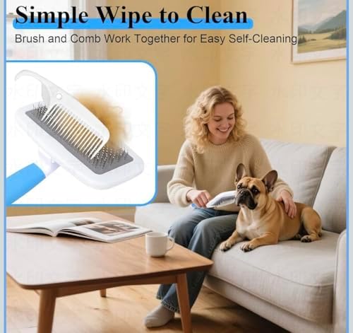 2 in1 grooming pet Slicker Brush forDe-Shedding Fine Comb - Image 5