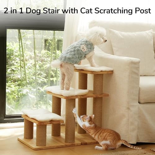 FUKUMARU Dog Stairs, Solid Wood Pet Stairs - Image 2