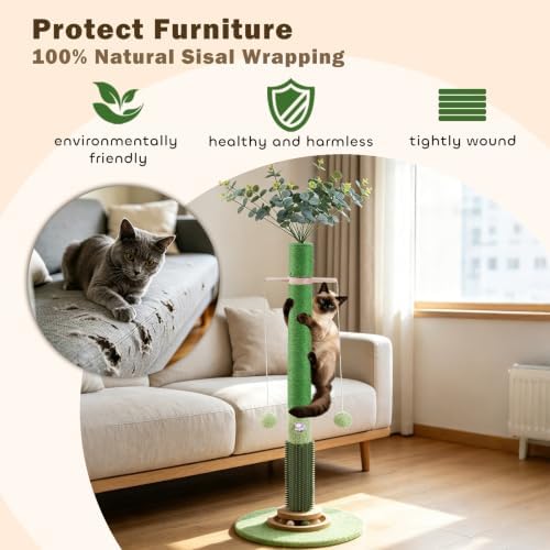 40'' Tall Cat Scratching Post, Cat Toys, Scratcher Tree - Image 4