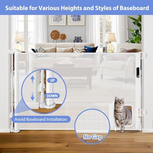 Retractable Baby Gate with Cat Door 55" Wide Retractable Baby Gate - Image 7