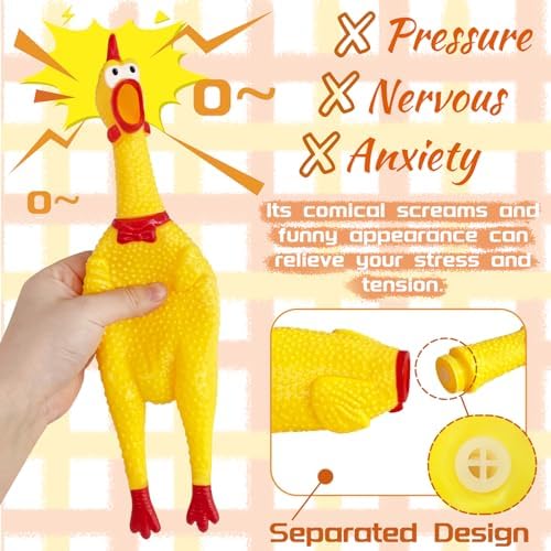 Xeehwb 2 Pcs Large Rubber Chicken, Screaming Chicken Dog Toys, Squeaky Chickens - Image 4