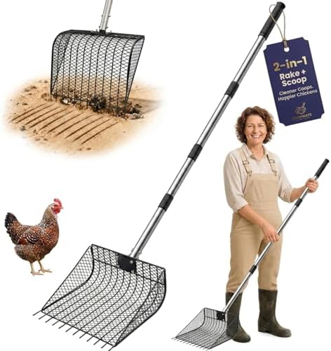 2-in-1 Chicken Coop Poop Scooper and Rake by AOTECC
