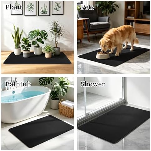 THMINS Black Extra Large Stone Bath Mat - Image 7