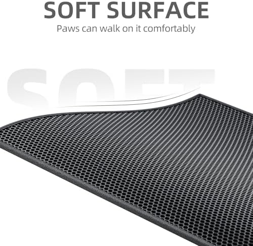 ESTHELLO Cat Litter Mat Honeycomb Double Layer Design 24’ ’ x 15’ ’ Black - Image 3