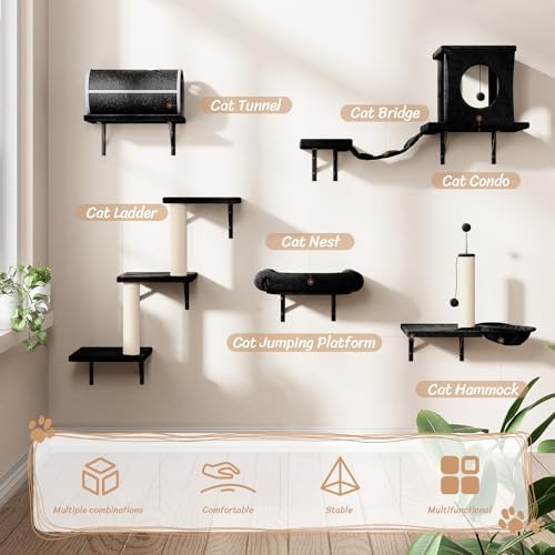 NUNU LAB 14-in-1 Cat Wall Shelves, Wall-Mounted Cat Climber Set - Image 5