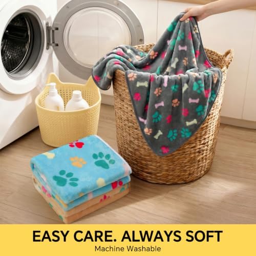 Luciphia 1 Pack 3 Blankets Fluffy Premium Fleece Pet Blanket Flannel Paw Bone - Image 6
