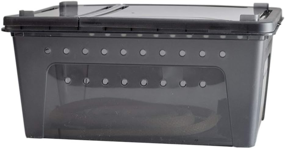 OMEM Portable Reptile Terrarium Habitat for Mini Pet Houses Breathable Holes Stackable Container (2PCS-Black-L)