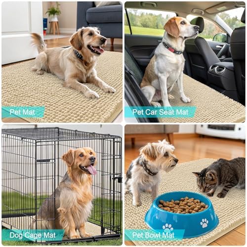 OLANLY Dog Door Mat for Muddy Paws 44x24, Super Absorbent Chenille Mud Mat - Image 7