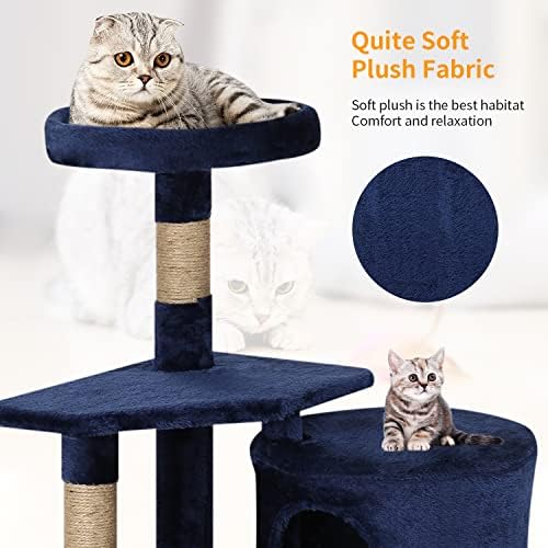 BestPet | 36" Cat Tree Tower | Navy Blue | Sturdy Multi-Level Cat Tree - Image 6