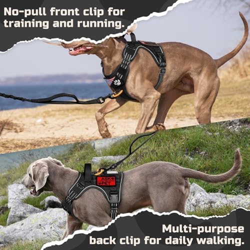 rabbitgoo Tactical Dog Harness for X-Large, No Pull Military Service Vest - Image 4
