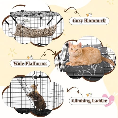 Tangkula Cat Cages Indoor, 3 Ladders, Detachable Metal Wire Kennel - Image 6