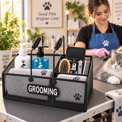 Pethiy Pet Grooming Organizer, 6-Compartment Dog Grooming Caddy - Image 4