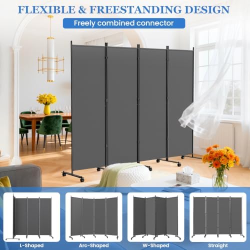 SUNALLY Room Divider Privacy Screens, 4 Panels Dividers - Image 4