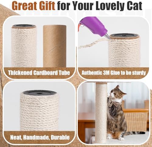 OSPNIEEK 4 PCS M8 Cat Scratching Post Replacement, 15.7“ 7.9" Natural Sisal - Image 5