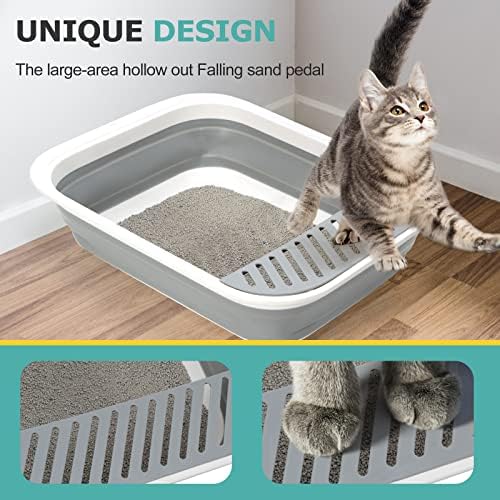 Foldable Cat Litter Box, Large Height-Adjustable Anti-Splash Open Air Kitty - Image 3