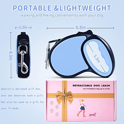 Retractable Dog Leash 16Ft/5M for Small Medium Dogs, Light Blue - Image 2