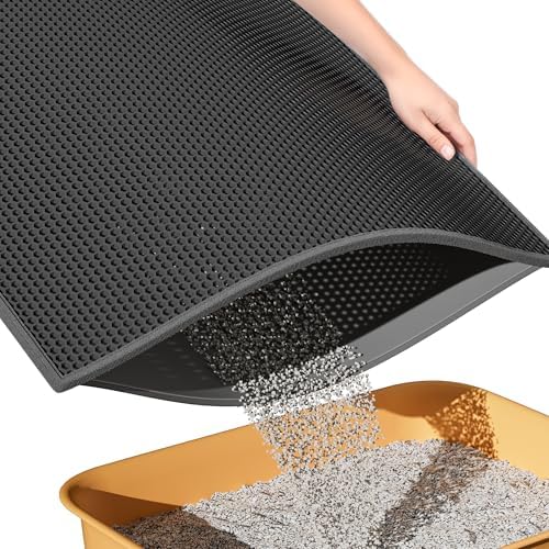 ESTHELLO Cat Litter Mat Honeycomb Double Layer Design 30’’ x 24’’ Black by ESTHELLO
