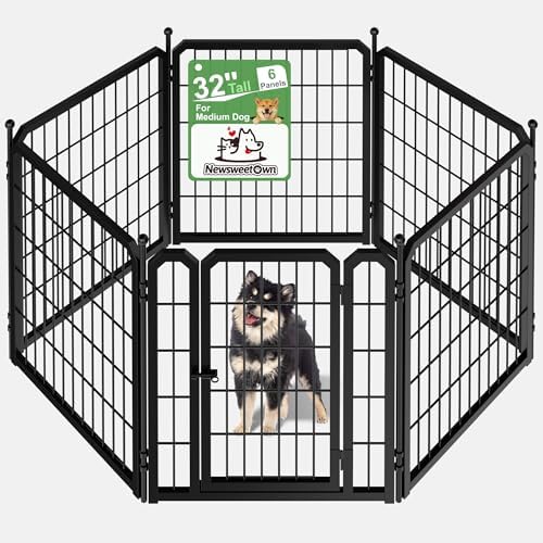 Dog Playpen, 32 inch 6 Panels, Barrier-Free Design by Newsweetown