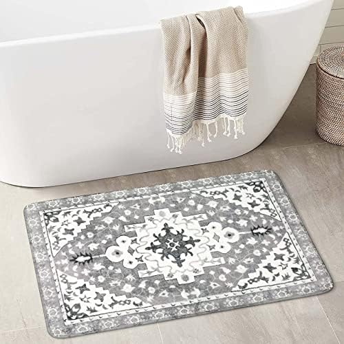 Uphome Boho Retro Bathroom Rug Gray Non-Slip Soft Bath Rug Machine Washable - Image 6