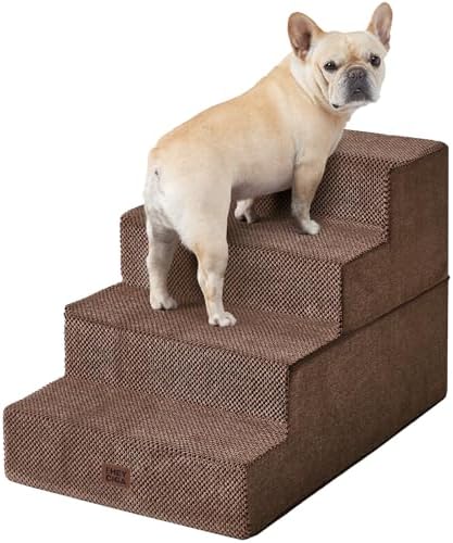 EHEYCIGA Dog Stairs for Bed 20" H, 4-Step Extra Wide Dog Steps by EHEYCIGA