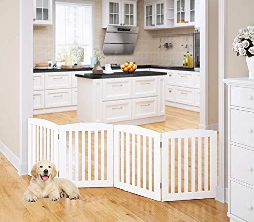 PAWLAND Wooden Freestanding Foldable Pet Gate by PAWLANDPetSupplies