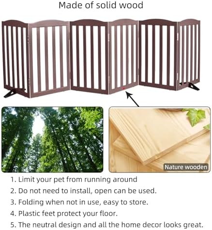 Freestanding Dog Gate Indoor, Doggie Gate Foldable Pet Gates - Image 6