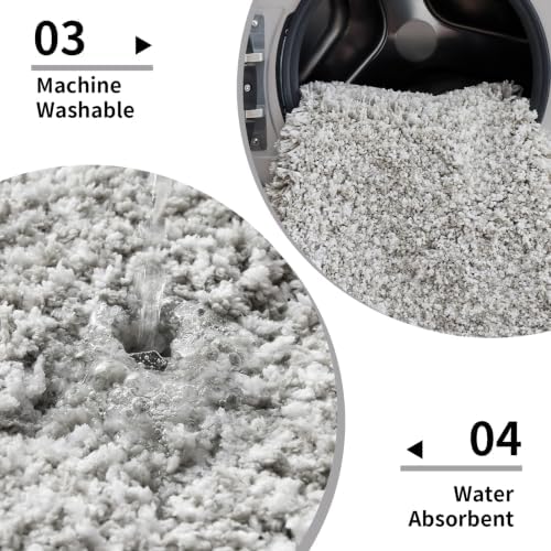 Disolla Grey & White Bathroom Rugs 17x24, Non-Slip Plush Small Bath Mat - Image 5