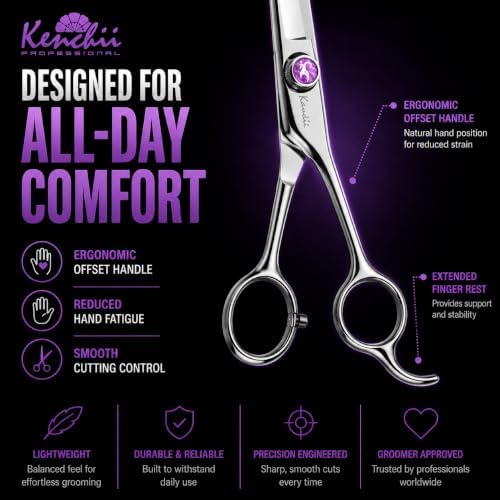 Kenchii Scorpion Dog Grooming Scissors 7in Curved, Micro-Serrated - Image 4