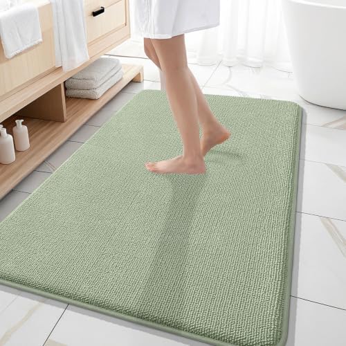 OLANLY Memory Foam Large Bathroom Rug 59x35, Absorbent Bath Mat, Sage Green by OLANLY