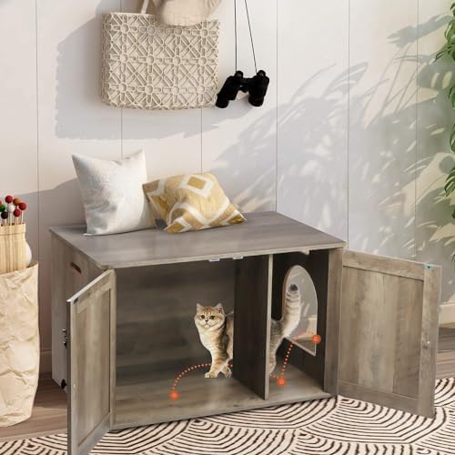 Timberer Cat Litter Box Enclosure, Hidden Litter Box Furniture - Image 7