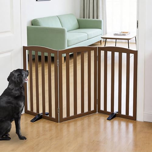 Freestanding Dog Gate Indoor, Doggie Gate Foldable Pet Gates by SFJC