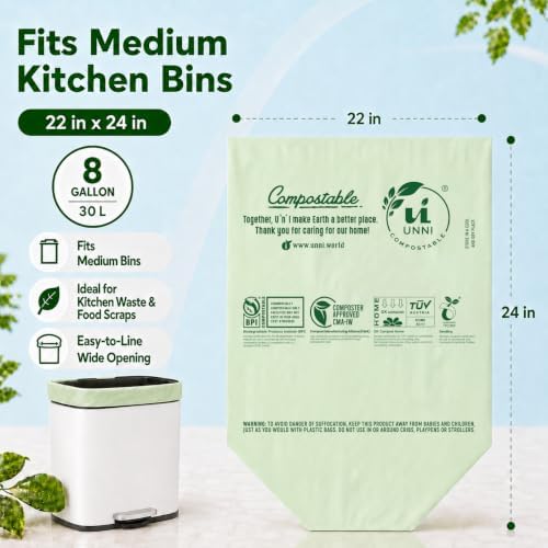 UNNI 8 Gallon Compostable Bags, 30 Liter, Extra Thick 0.85 Mil - Image 3