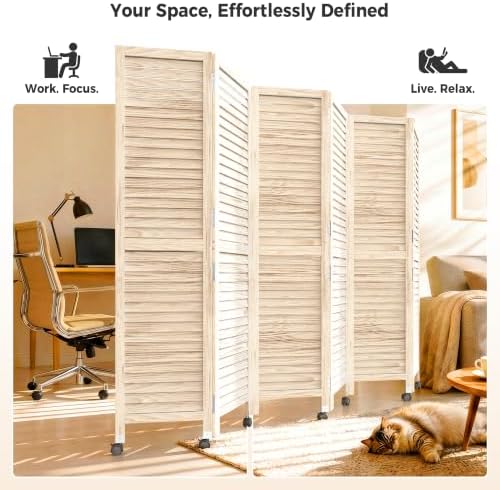 Amsleekey 67" H 6 Panel Wood Room Divider - Image 4