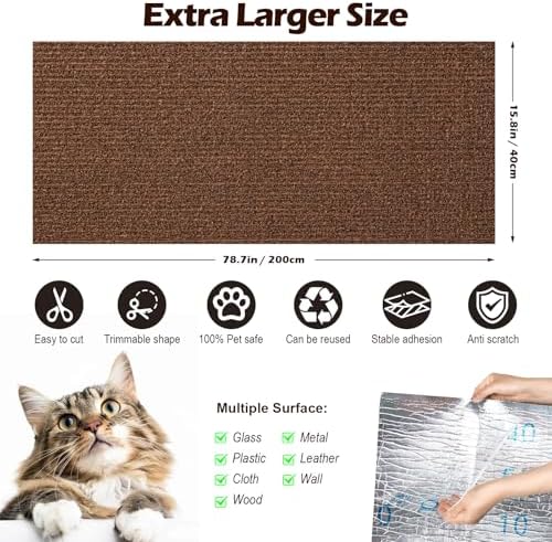 Cat Scratch Furniture Protector, 78.7"x15.8" Cat Scratch Pad - Image 2