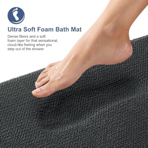 OLANLY Thick Memory Foam Bathroom Rugs 36x24, Absorbent Bath Mat, Dark Grey - Image 2