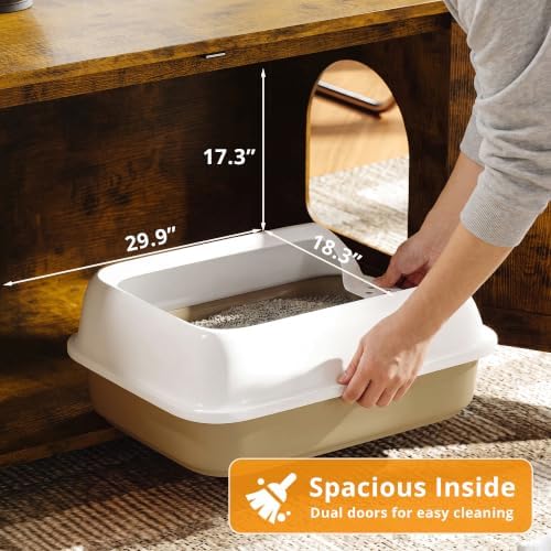 IRONCK 31.5 in Wooden Cat Litter Box Enclosure - Image 4