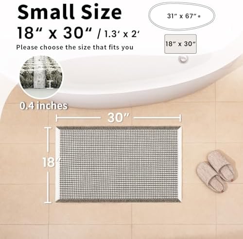 Waffle Bath Mat, Boho Bathroom Rugs Non Slip Washable - Image 2