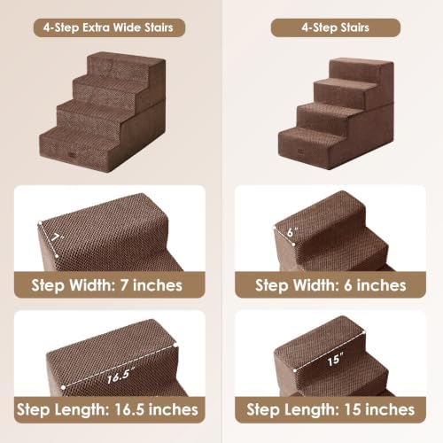 EHEYCIGA Dog Stairs for Bed 18" H, 4-Step Extra Wide Dog Steps - Image 2